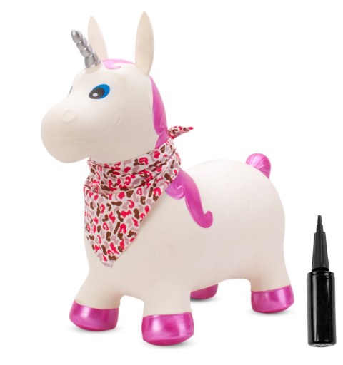 Skoczek dla dzieci do skakania z pompką JEDNOROŻEC 60 cm | Biały